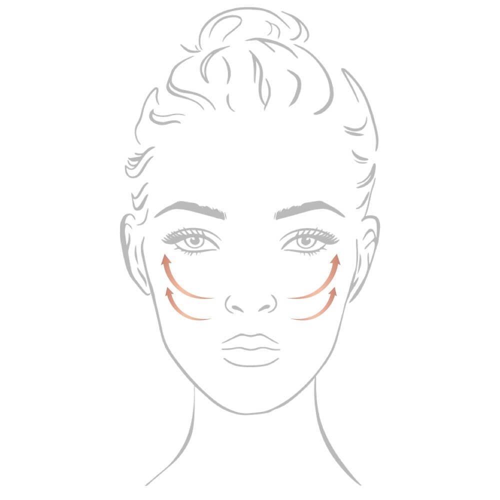 Outline of face with arrows going upward on cheeks
