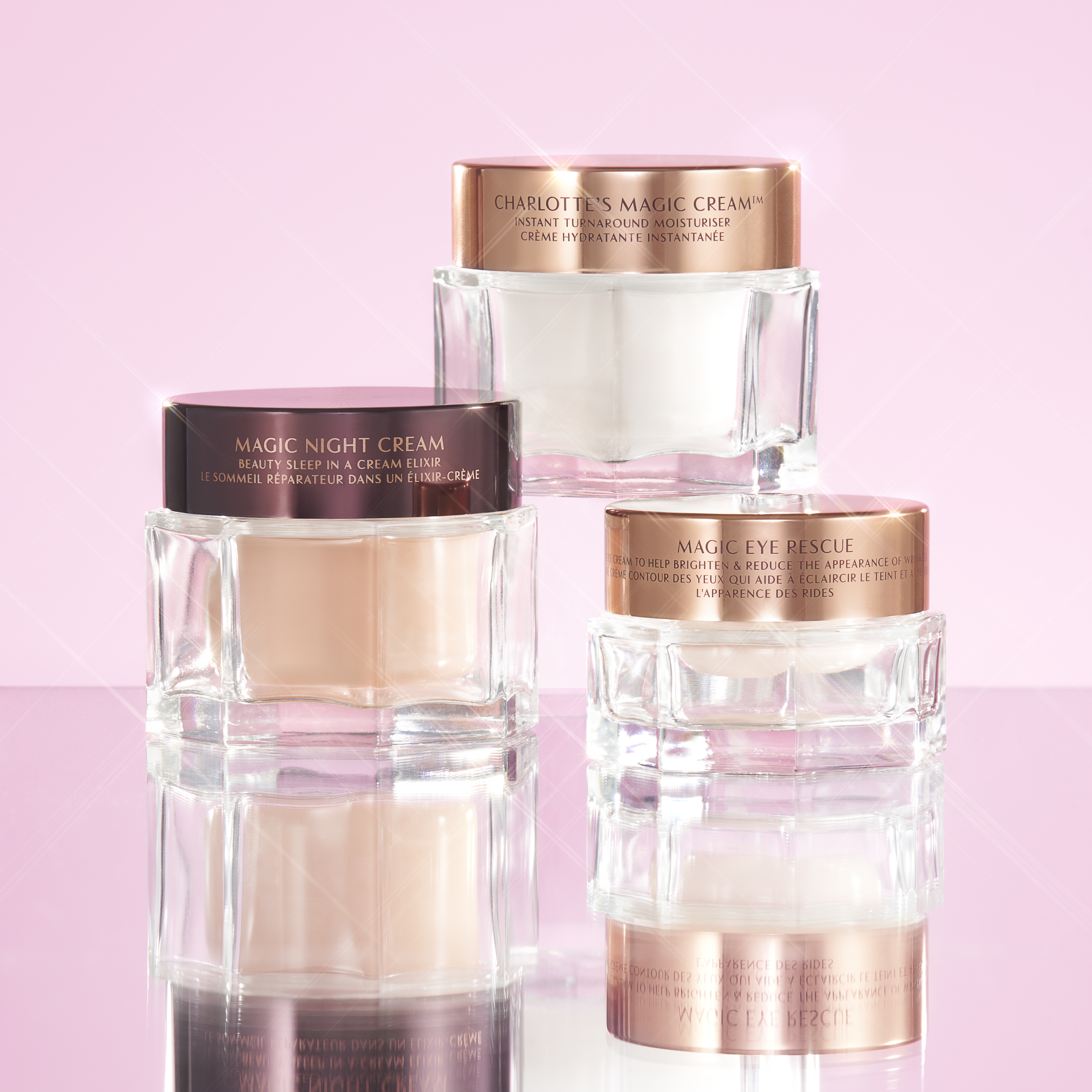 Disney 100  x Charlotte Tilbury limited-edition Charlotte's Magic Cream with Tinkerbell design on night sky backdrop